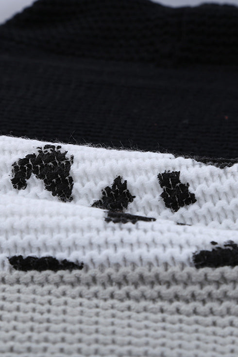 Turtleneck Splicing Chunky Knit Pullover Sweater